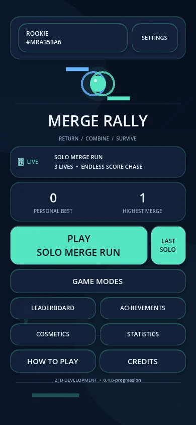 Current Merge Rally game menu on a mobile-sized screen
